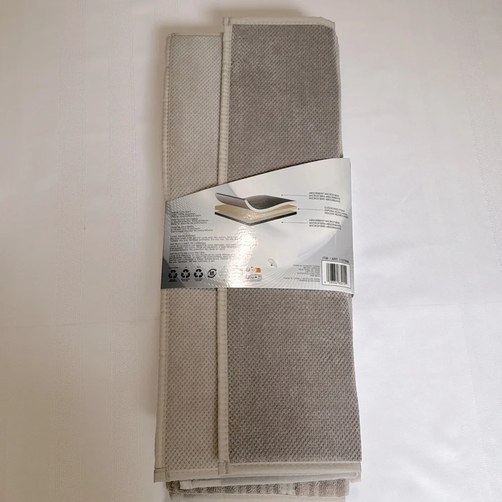Town & Country Living Dish Drying Mats 3-Pc Beige Microfiber Absorbent NWT